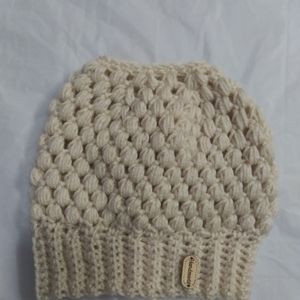 Messy bun winter hat